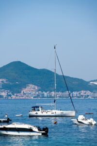 A yacht sailing in Montenegro.